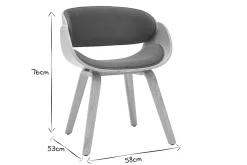 Chaise design en tissu bleu canard et bois clair BENT
