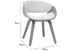 Chaise design en tissu effet laine bouclée blanc et bois clair BENT