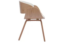 Chaise design en tissu effet laine bouclée blanc et bois clair BENT
