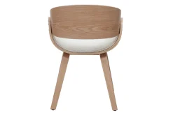 Chaise design en tissu effet laine bouclée blanc et bois clair BENT