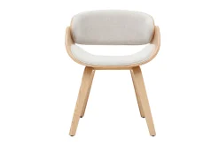 Chaise design en tissu effet velours texturé beige et bois clair BENT