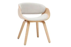 Chaise design en tissu effet velours texturé beige et bois clair BENT