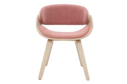 Chaise design en tissu effet velours texturé terracotta et bois clair BENT