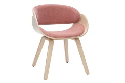 Chaise design en tissu effet velours texturé terracotta et bois clair BENT
