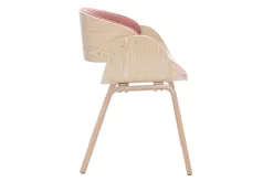 Chaise design en tissu effet velours texturé terracotta et bois clair BENT