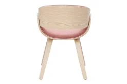 Chaise design en tissu effet velours texturé terracotta et bois clair BENT