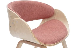 Chaise design en tissu effet velours texturé terracotta et bois clair BENT