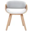 Chaise design en tissu gris et bois clair BENT