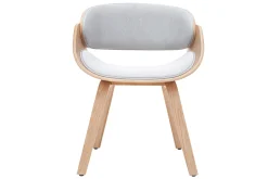 Chaise design en tissu gris et bois clair BENT