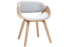 Chaise design en tissu gris et bois clair BENT