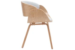 Chaise design en tissu gris et bois clair BENT