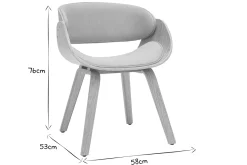Chaise design en tissu gris et bois clair BENT