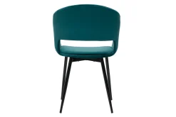 Chaise design en tissu velours bleu pétrole et métal noir PRISMA