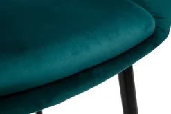 Chaise design en tissu velours bleu pétrole et métal noir PRISMA