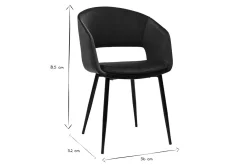Chaise design en tissu velours bleu pétrole et métal noir PRISMA
