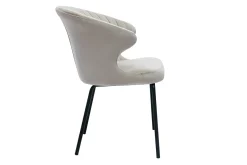 Chaise design en tissu velours gaufré taupe et métal noir REQUIEM