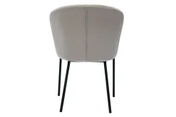 Chaise design en tissu velours gaufré taupe et métal noir REQUIEM