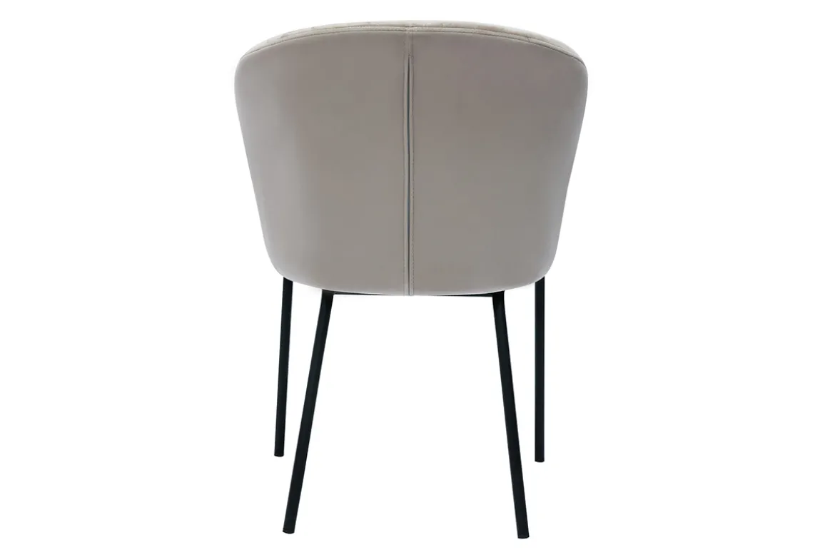 Chaise design en tissu velours gaufré taupe et métal noir REQUIEM