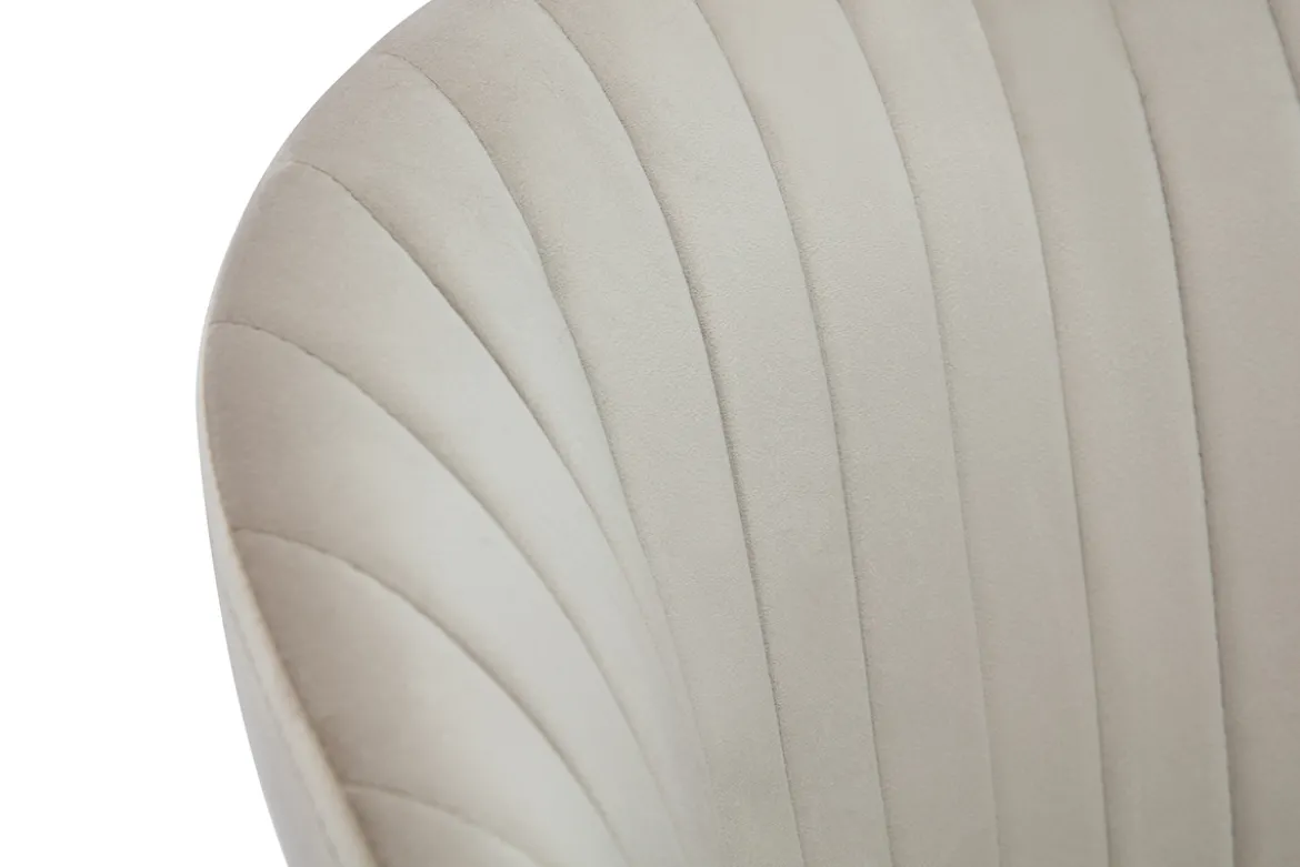 Chaise design en tissu velours gaufré taupe et métal noir REQUIEM