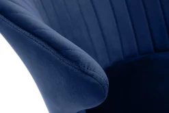 Chaise design en tissu velours bleu foncé et métal noir REQUIEM