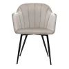 Chaise design en tissu velours taupe et métal noir MILLY
