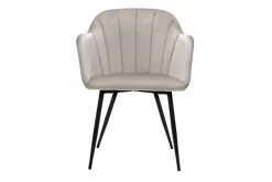 Chaise design en tissu velours taupe et métal noir MILLY