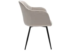 Chaise design en tissu velours taupe et métal noir MILLY