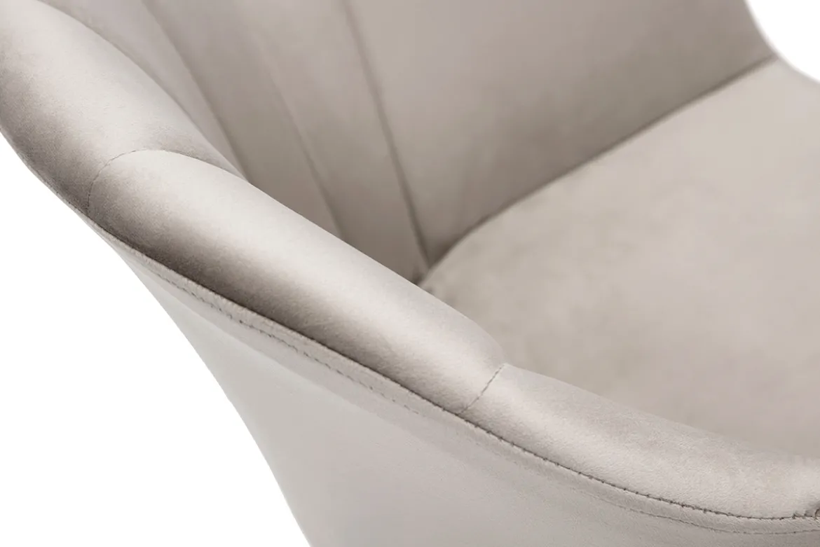 Chaise design en tissu velours taupe et métal noir MILLY