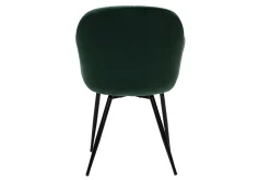 Chaise design en tissu velours vert foncé et métal noir MILLY