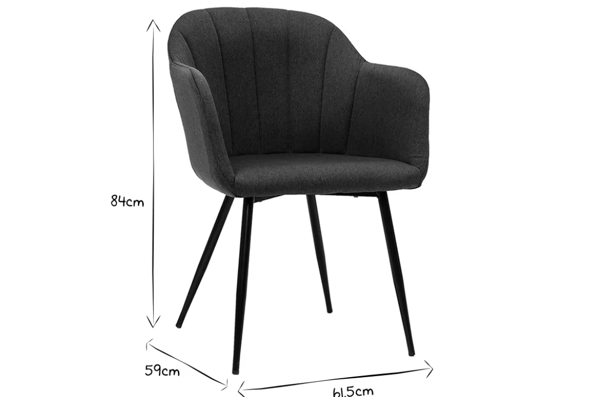 Chaise design en tissu velours vert foncé et métal noir MILLY
