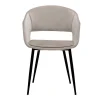 Chaise design en tissu velours taupe et métal noir PRISMA