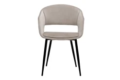Chaise design en tissu velours taupe et métal noir PRISMA