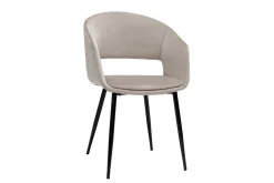 Chaise design en tissu velours taupe et métal noir PRISMA