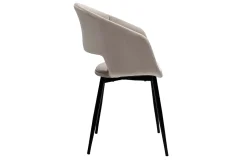 Chaise design en tissu velours taupe et métal noir PRISMA