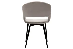 Chaise design en tissu velours taupe et métal noir PRISMA