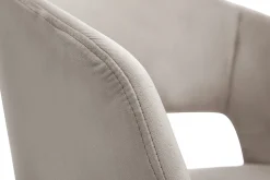 Chaise design en tissu velours taupe et métal noir PRISMA