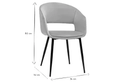 Chaise design en tissu velours taupe et métal noir PRISMA