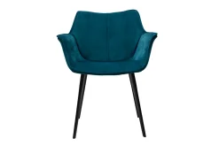 Chaise design en tissu velours bleu pétrole et métal noir VOLO
