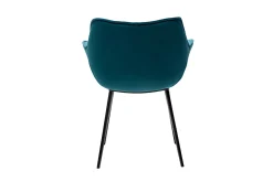 Chaise design en tissu velours bleu pétrole et métal noir VOLO