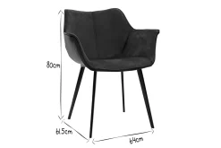 Chaise design en tissu velours bleu pétrole et métal noir VOLO
