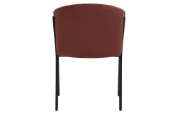 Chaise design en tissu velours rouge tomette et métal noir BRIANE