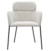 Chaise design en tissu velours chenille beige et métal noir TULUM