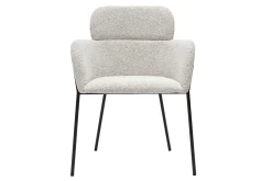 Chaise design en tissu velours chenille beige et métal noir TULUM
