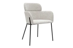 Chaise design en tissu velours chenille beige et métal noir TULUM