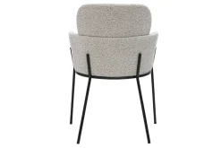 Chaise design en tissu velours chenille beige et métal noir TULUM