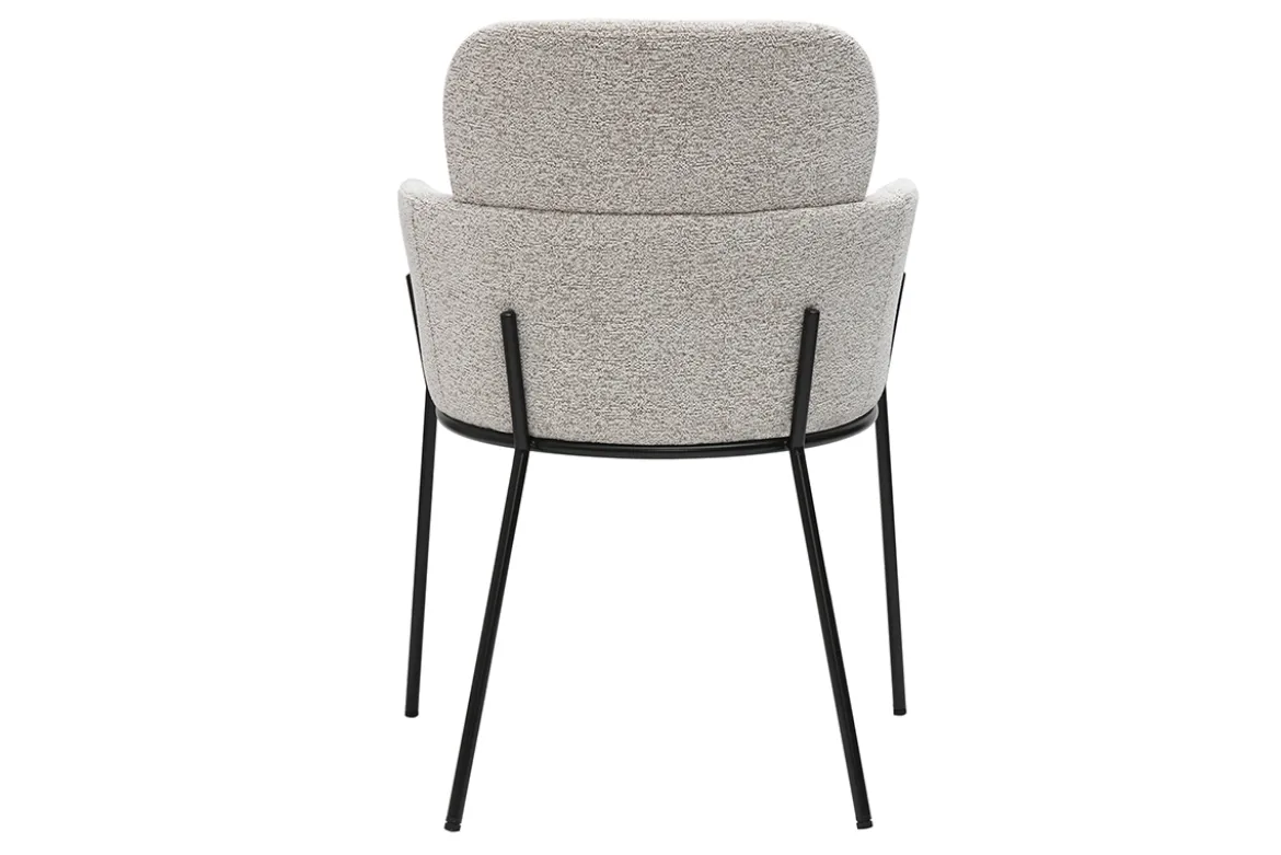 Chaise design en tissu velours chenille beige et métal noir TULUM