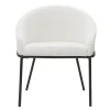 Chaise design en tissu velours chenille blanc cassé et métal noir JENNA