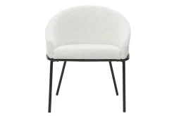 Chaise design en tissu velours chenille blanc cassé et métal noir JENNA