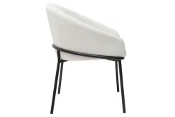 Chaise design en tissu velours chenille blanc cassé et métal noir JENNA