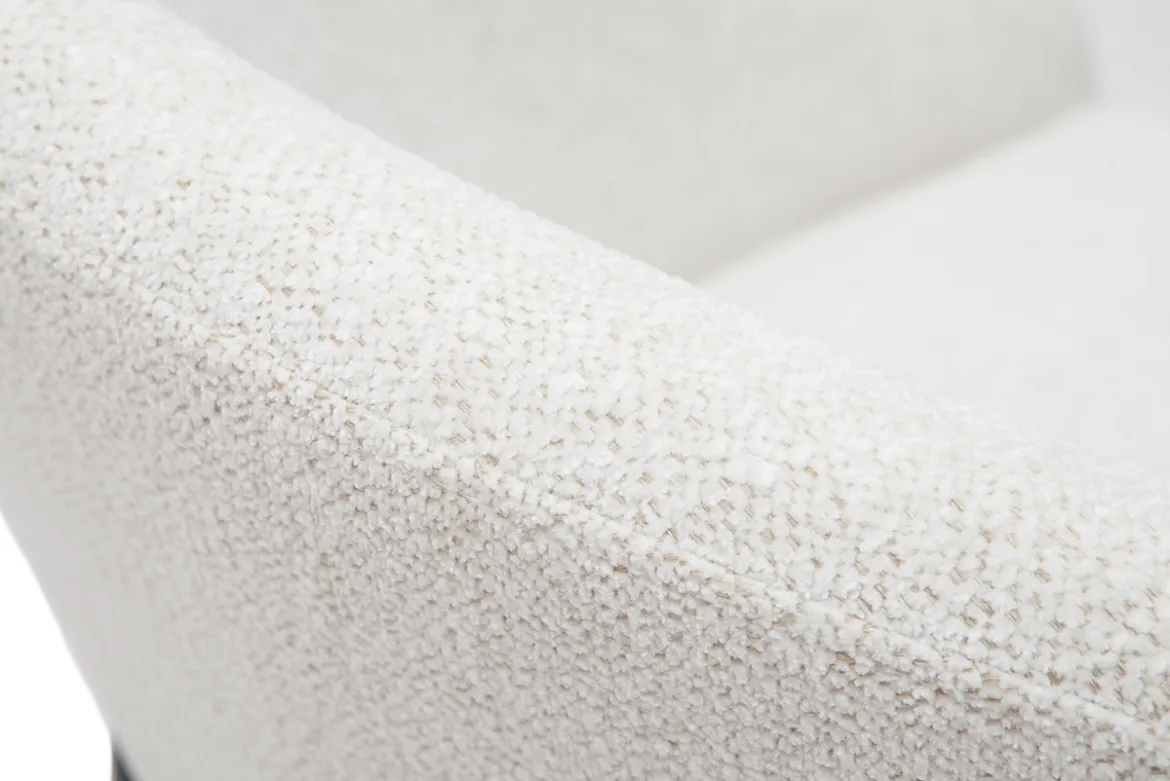 Chaise design en tissu velours chenille blanc cassé et métal noir JENNA
